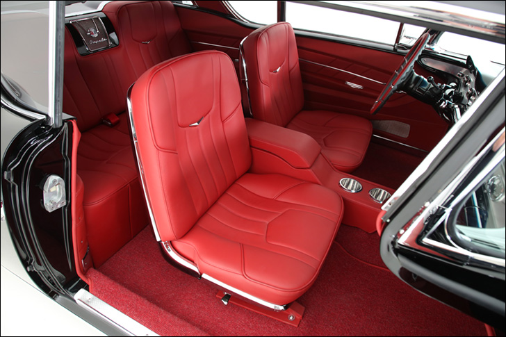 rmd garage '58 impala: spacious, red cabin